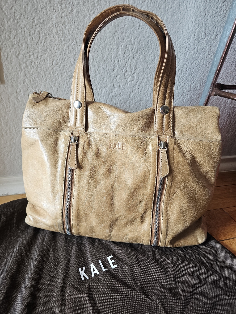KALE Tan Leather Tote Bag
